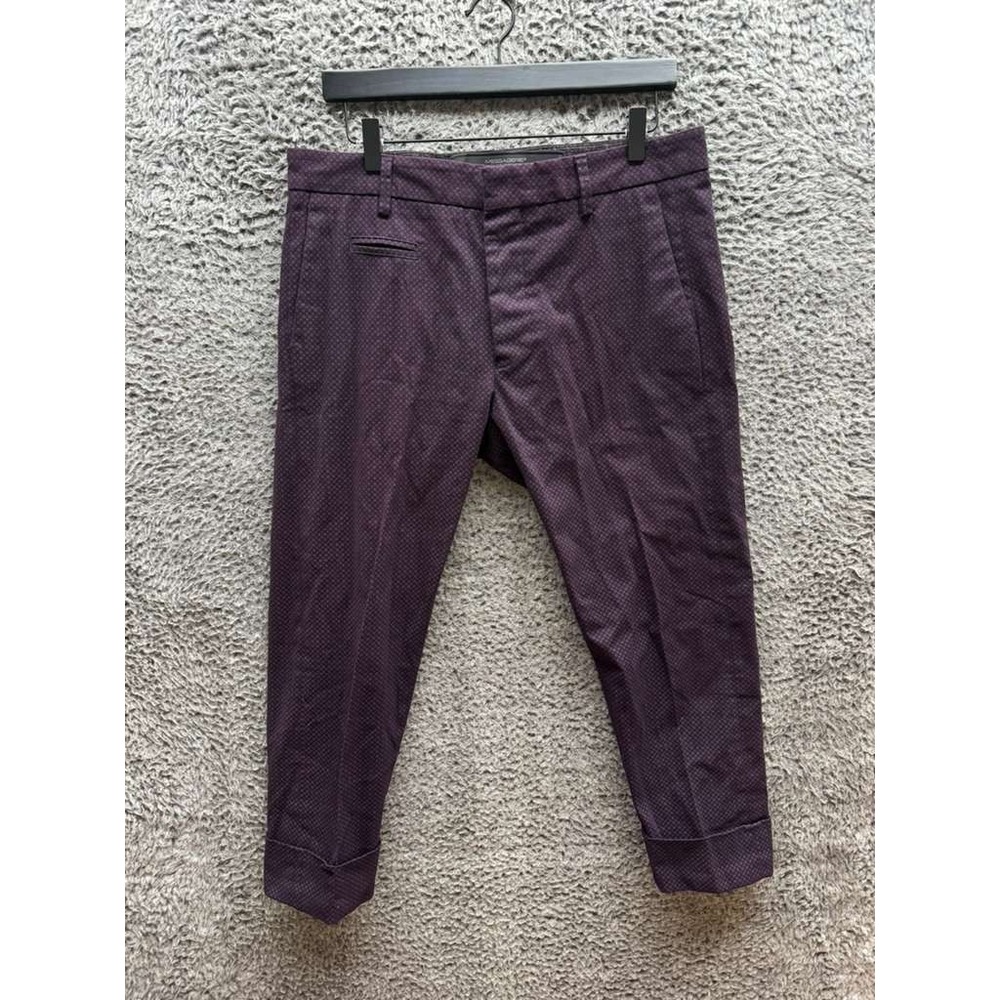 Messagerie Regular Fit Geometric Pattern Cropped Trousers Purple Mens Size 48